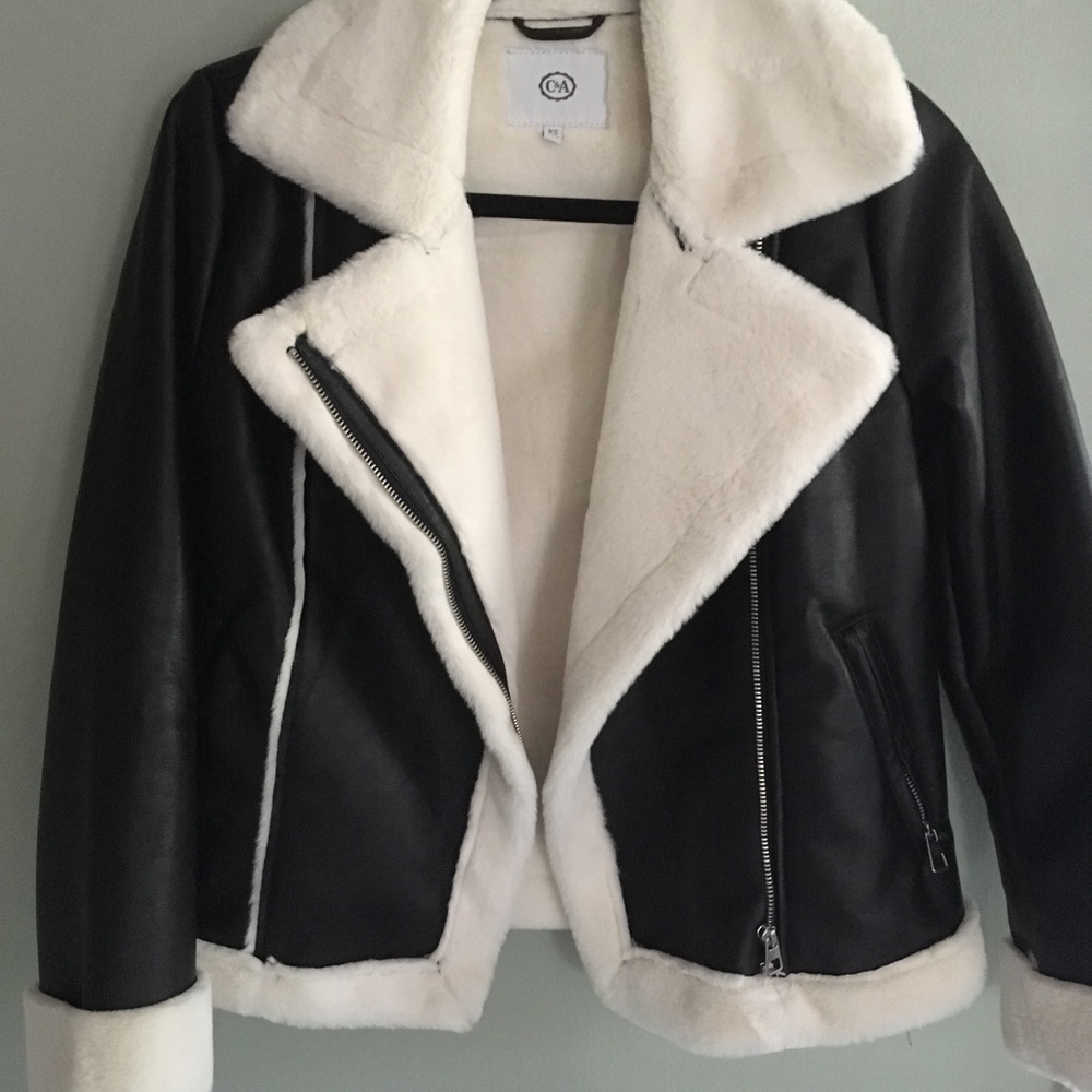 Fur lined leather jacket